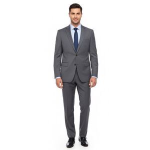 DKNY 100% Wool Modern Suit Men’s 42L / 35x34 Gray 2 PC